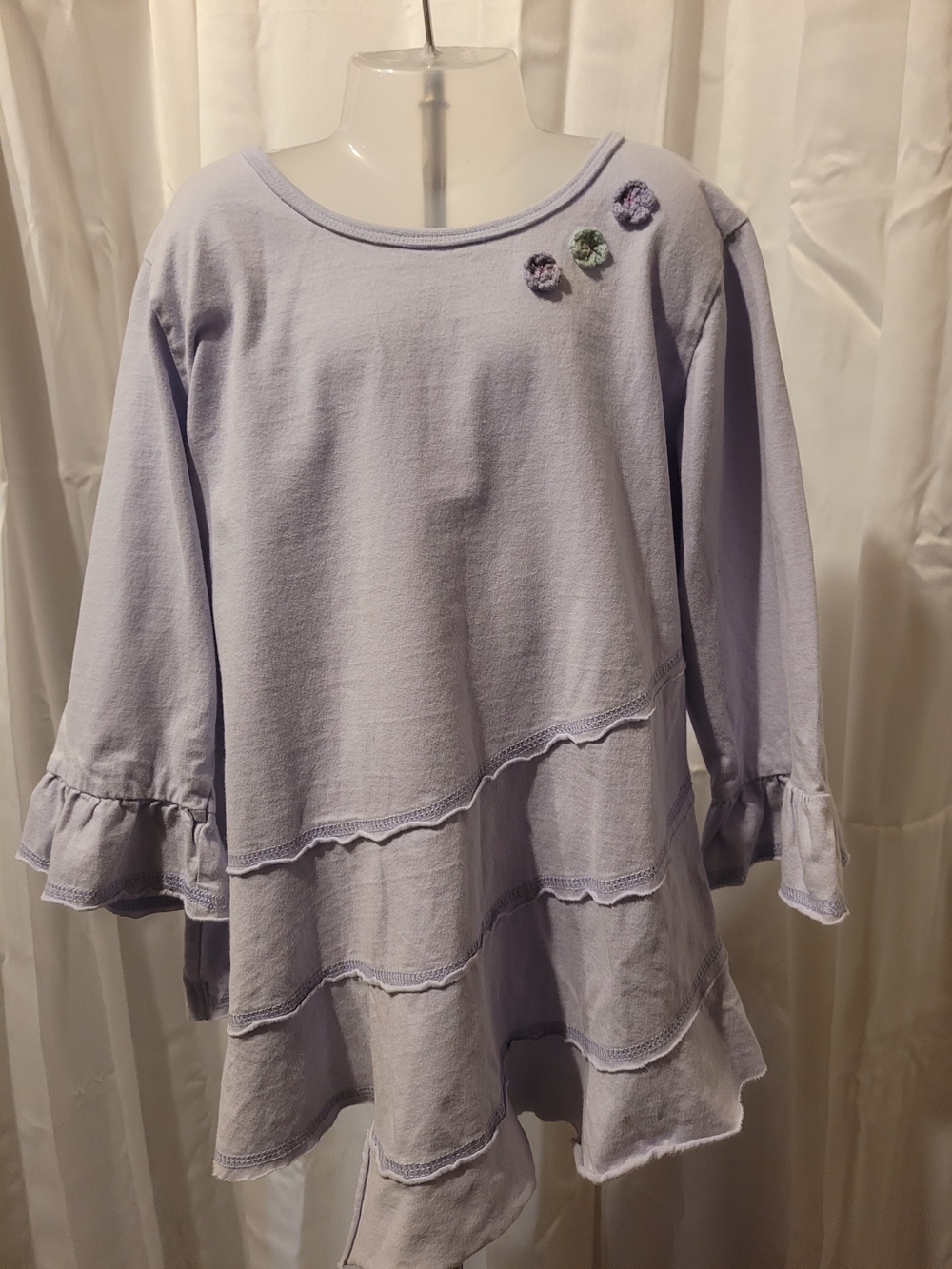 naartjie Lavender Layered Ruffle Tunic with Floral Accents